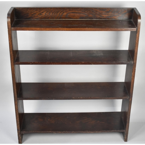 97 - A Mid 20th Century Oak Waterfall Four Shelf Galleried Open Bookcase, 77cms Wide