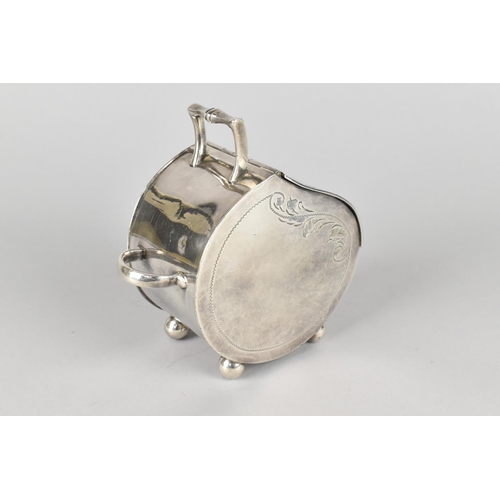 23 - A Silver Plated Lidded Sugar Bowl in the from of a Coal Scuttle, Engraved Decoration and Four Ball F... 