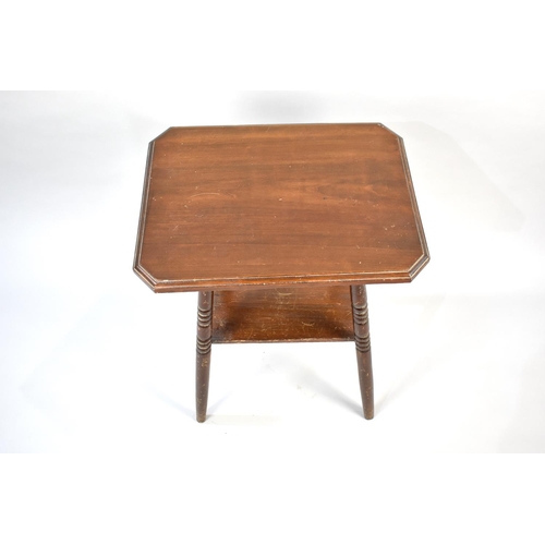 27 - A Edwardian Mahogany Two Tier Occasional Table,with Turned Supports, 54cm wide and 65cm high