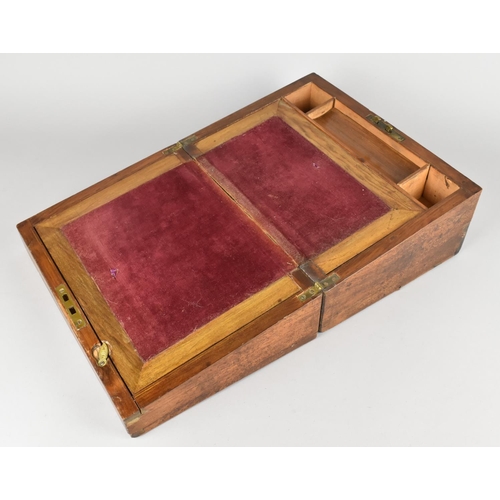 33 - A Late Victorian Mahogany Writing Slope with Brass Escutcheons, 30cm Wide