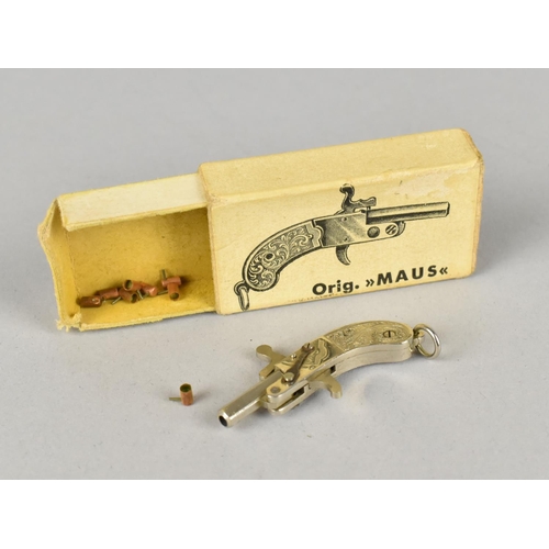 35 - An Original German Maus Miniature Rimfire Toy Cap Pistol, with Original Box but Missing Ejector Rod