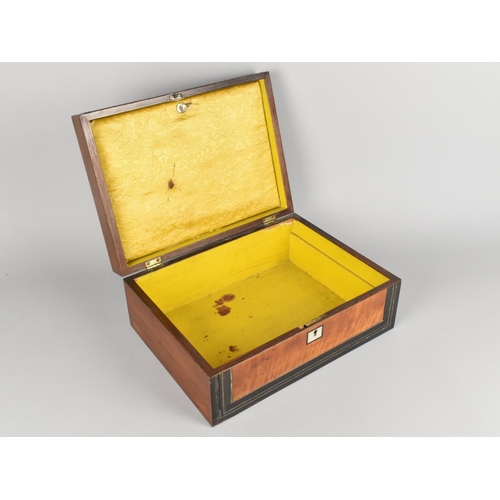 4 - A Late Victorian Ebonised and Walnut Ladies Workbox with Mother of Pearl Inlay, Hinged Lid, Missing ... 