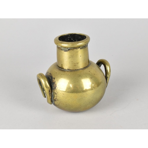 50 - A Vintage Heavy Brass Egyptian Two Handled Censer, 9cm High