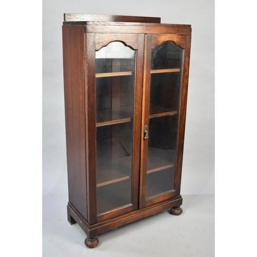 565 - An Edwardian Glazed and Galleried Three Shelf Bookcase