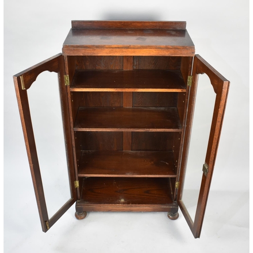 565 - An Edwardian Glazed and Galleried Three Shelf Bookcase