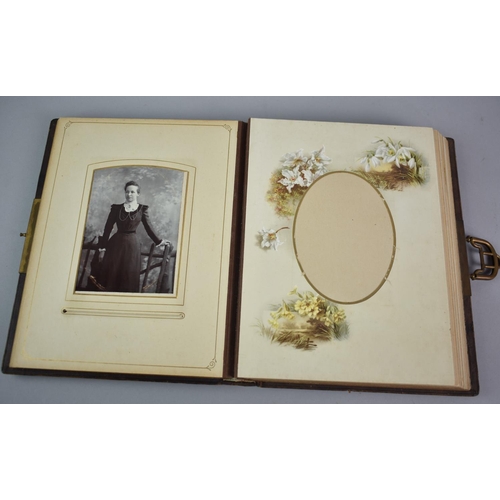 58 - A Late Victorian Photo Album with Brass Clasp Containing some Family Photographs, 28x23cm