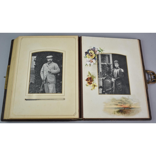 58 - A Late Victorian Photo Album with Brass Clasp Containing some Family Photographs, 28x23cm