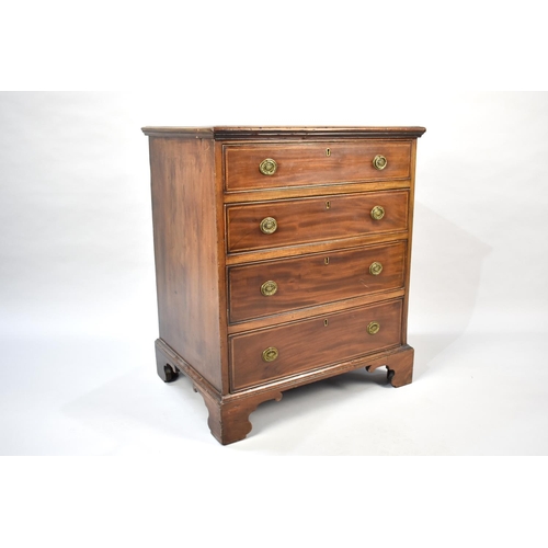 69 - An Edwardian Inlaid Mahogany Chest of Small Proportions with Four Graduated Drawers, 63cmx76cm High