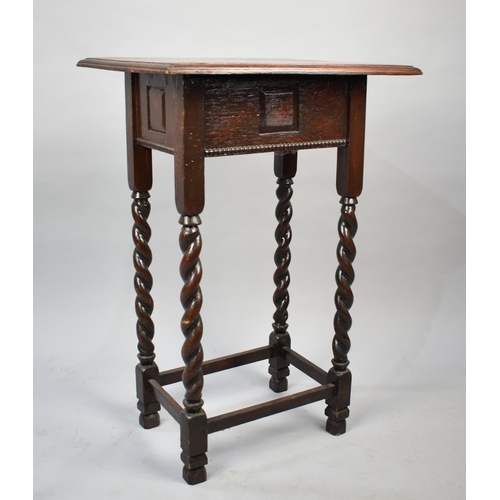 77 - An Edwardian Oak Rectangular Topped Occasional Table with Barley twists Supports, 50x40x76cm High