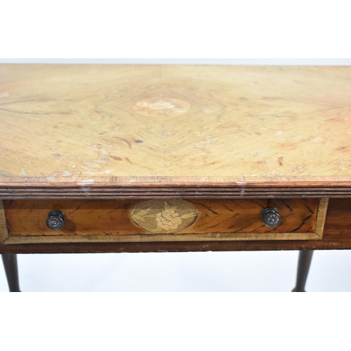 89 - An Inlaid Cross Banded Edwardian Side Table with Single Drawer and Turned Supports, 90cm Wide and 76... 