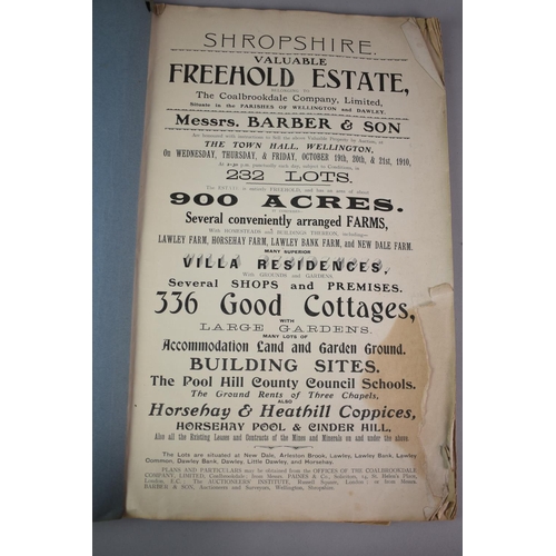 90 - A 1910 Auction Catalogue For Freehold Property Belonging to the Coalbrookdale Company in Wellington ... 