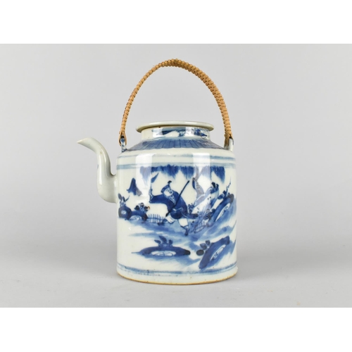 281 - A Chinese Late Qing/20th Century Porcelain Blue and White Teapot Decorated with Figure in Exterior S... 