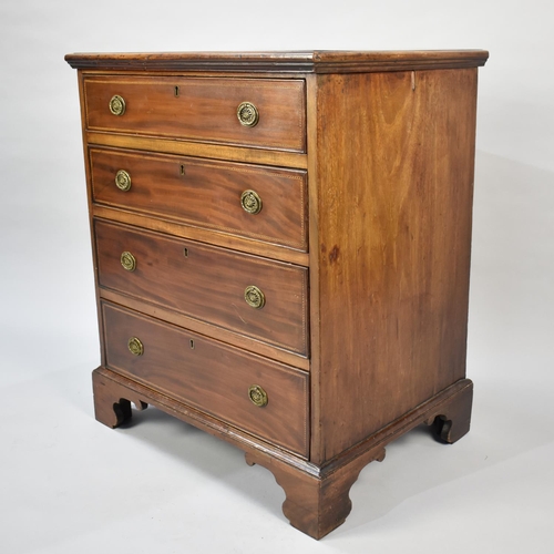 150 - A 19th Century Inlaid Mahogany Chest of Small Proportions with Four Graduated Drawers, 63cmx76cm Hig... 