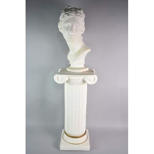 116 - A Cast Plaster Bust of Venus (AF), Corinthian Column Stand, Overall Height 98cms