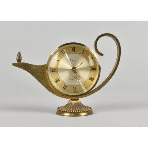 12 - A Mid 20th Century Novelty Swiss Alarm Clock in the Form of Aladdin's Lamp, by Swiza, 11cms Long, Wo... 