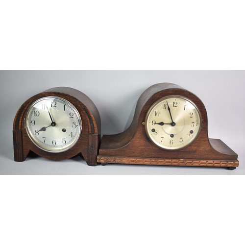 131 - Two Art Deco Oak Cased Mantel Clocks, One with Westminster Chime Movements