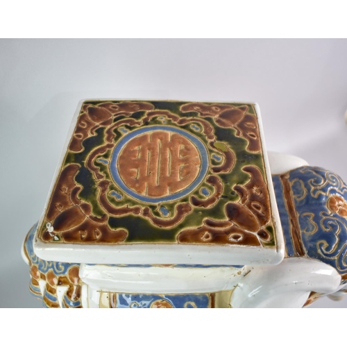 134 - A Large Indian Ceramic Stool in the Form of an Elephant, 44cms High