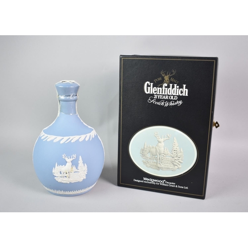 144 - A Boxed Wedgwood Jasperware Decanter for Glenfiddich 21 Year Old Whisky, Has Been Opened and Now Emp... 