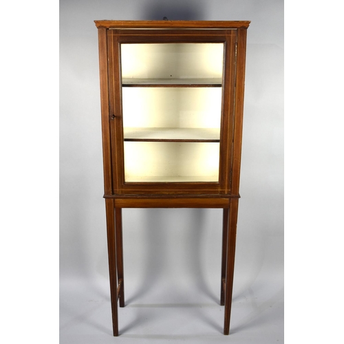 146 - An Edwardian String Inlaid Glazed Display Cabinet on Square Tapering Supports, 60cms Wide