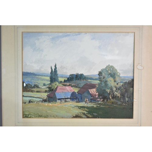 163 - A Framed Watercolour, Kentish Farm by Montague Webb, 45x35cms