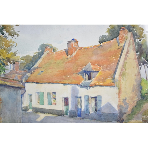 174 - An Oak Framed Watercolour Depicting Cottage by Gertrude Fitt, 1926, 36x26cms