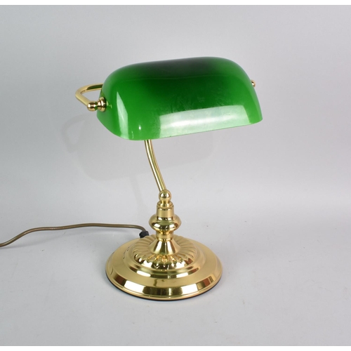 181 - A Modern Brass Bankers Lamp by Micromark, with Original Cardboard Box, 35cms High