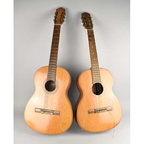 188 - Two Vintage Acoustic Guitars, Paper Labels for Spain and Brazil