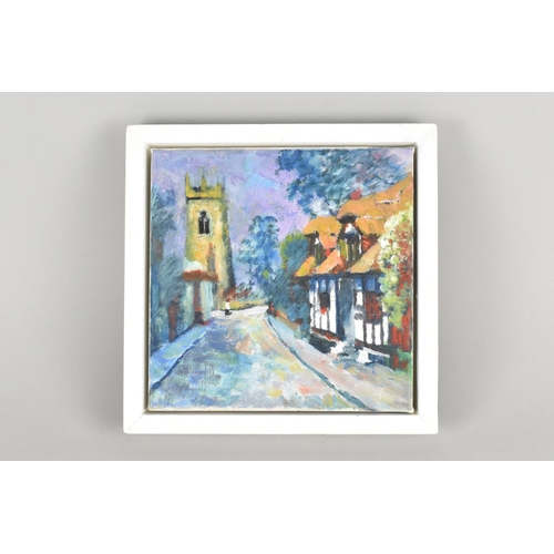 198 - A Framed Oil on Canvas Depicting Church Street, Shawbury, by William Smith 2008, 20cms Square