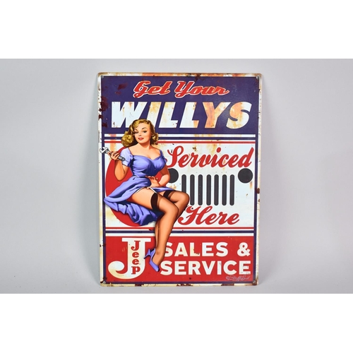 199 - A Reproduction American Style Advertising Sign for Jeep Sales and Service, 30x40cms