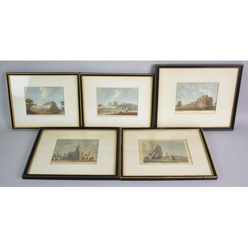 204 - A Collection of Five Hogarth Framed Coloured Engravings, Shropshire Famous Buildings