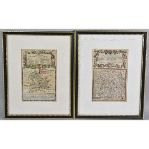 219 - Two Framed 18th Century Maps by E Bowen, The Road From Chester to Cardiff and The Road From London T... 