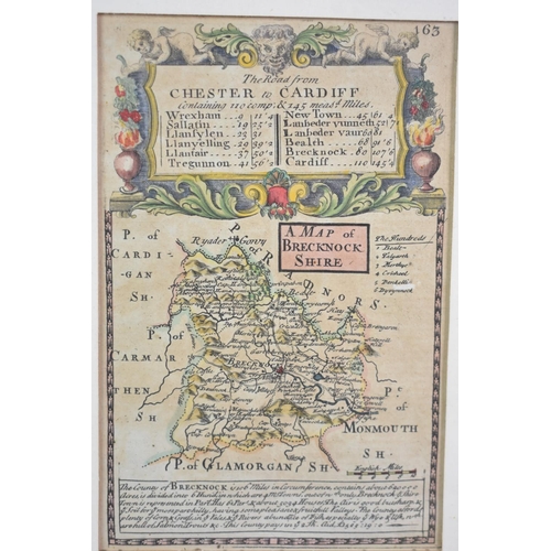 219 - Two Framed 18th Century Maps by E Bowen, The Road From Chester to Cardiff and The Road From London T... 