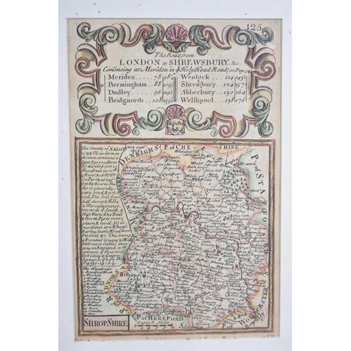 219 - Two Framed 18th Century Maps by E Bowen, The Road From Chester to Cardiff and The Road From London T... 