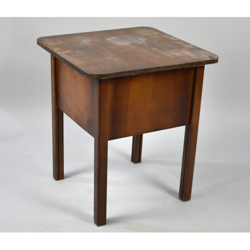 247 - A 1960s Walnut Lift Top Sewing Box with 37cms Square Top