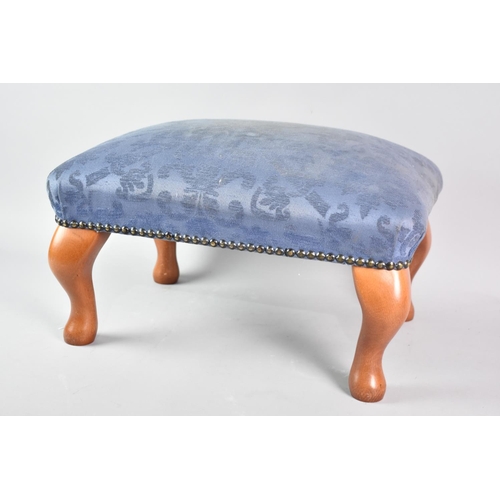 252 - A Modern Rectangular Upholstered Footstool on Short Cabriole Supports, 43cms Long