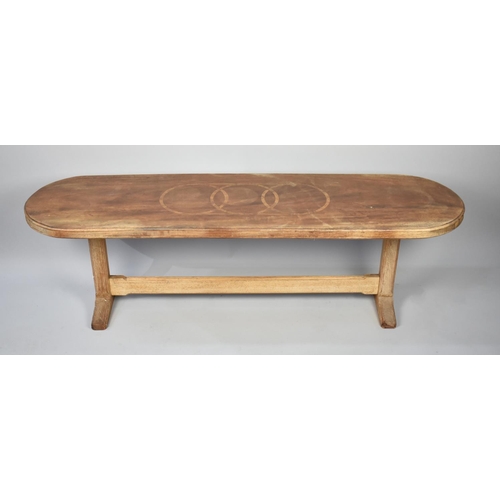 257 - A Mid 20th Century Inlaid Oval Duet Bench, 128cms Long and 35cms Wide