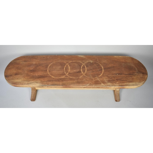 257 - A Mid 20th Century Inlaid Oval Duet Bench, 128cms Long and 35cms Wide