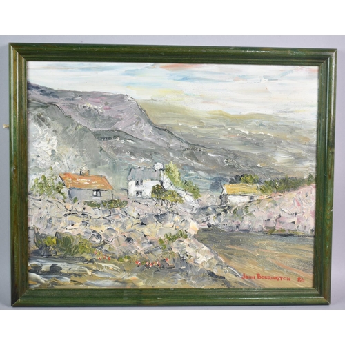 310 - A Framed oil on Board, Landscape Scene with Cottages Signed John Borrington 86, Subject 34x27cm