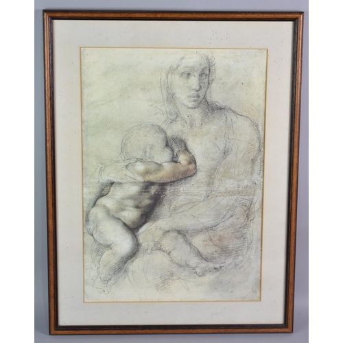 322 - A Framed Michelangelo Print, Madonna and Child, Subject 31x44cm