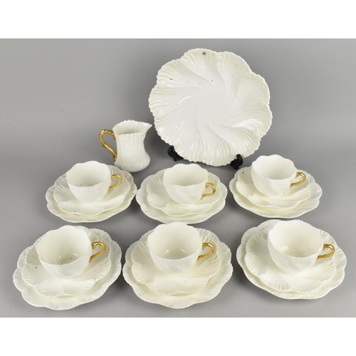 342 - A Late 19th Century Coalport White and Gilt Trim Decorated Tea Set of Moulded Form (Rd No. 118792) t... 