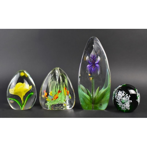 356 - A Collection of Glass Paperweights to Include Mats Jonasson Maleras