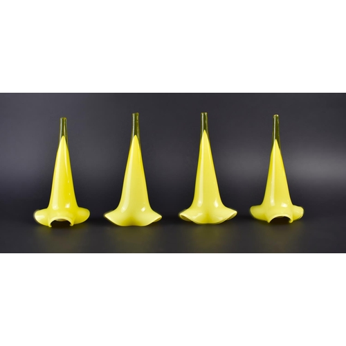 360 - A Set of Four Victorian Yellow Glass Epergnes