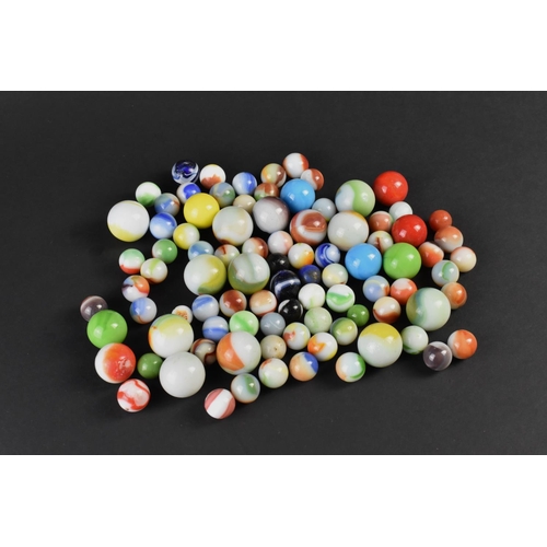 44 - A Collection of Vintage Opaque Glass Marbles, Various Sizes