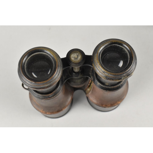 57 - Two Pairs of Early 20th Century Binoculars to include WWI Trench Type Example with In Built Compass