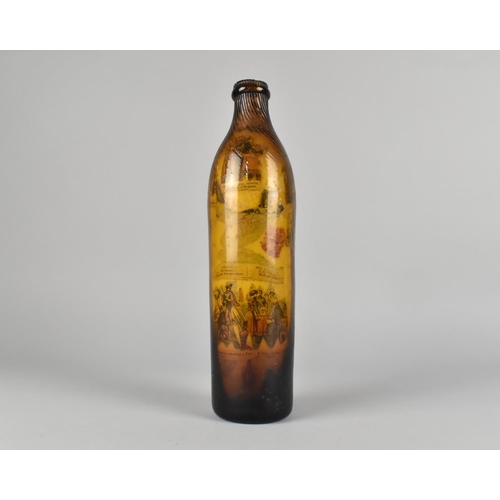 59 - A Victorian Amber Glass Bottle having Internal Decoupage Decoration and Filled with Sand Or Similar,... 