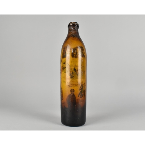 59 - A Victorian Amber Glass Bottle having Internal Decoupage Decoration and Filled with Sand Or Similar,... 