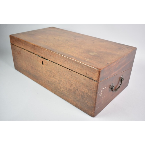 6 - A 19th Century Mahogany Writing Slope for Restoration, Hinged Lid and Side Fitted Drawer, Brass Carr... 