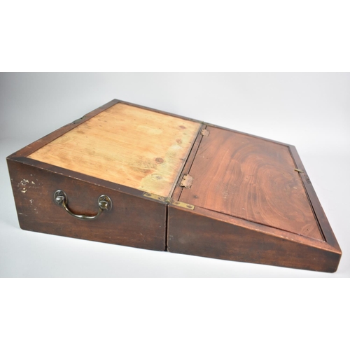 6 - A 19th Century Mahogany Writing Slope for Restoration, Hinged Lid and Side Fitted Drawer, Brass Carr... 