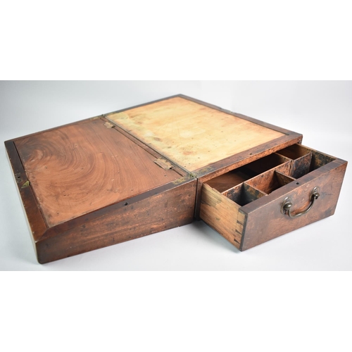 6 - A 19th Century Mahogany Writing Slope for Restoration, Hinged Lid and Side Fitted Drawer, Brass Carr... 