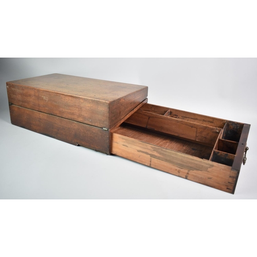 6 - A 19th Century Mahogany Writing Slope for Restoration, Hinged Lid and Side Fitted Drawer, Brass Carr... 